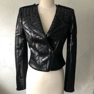 BCBGMAXAZRIA Suvi Sequin Moto Jacket
